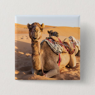 Camel in Oman desert 15 Cm Square Badge