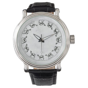 Camel Ink Drawing Illustration on White Faux Shell Watch