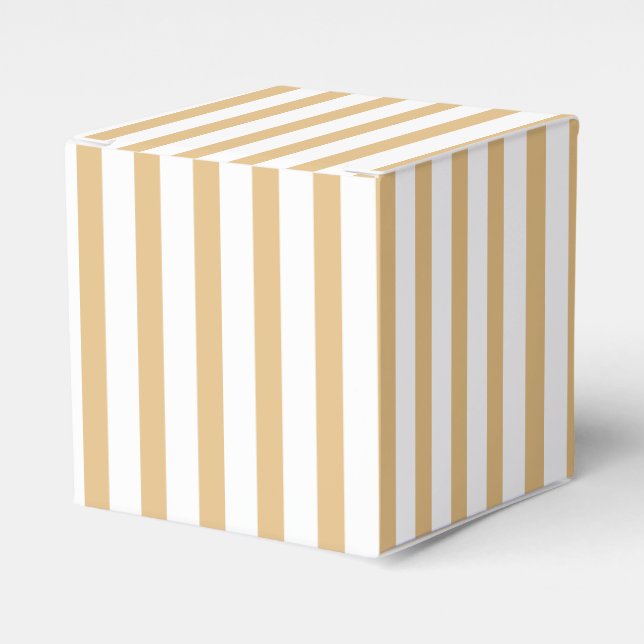 Camel khaki white vertical stripes gift favour box (Front Side)