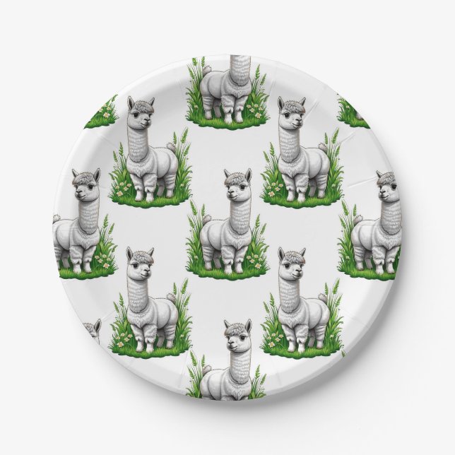 Camel llama Alpaca Pattern Design  Paper Plate (Front)