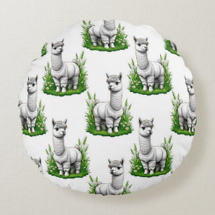 Camel llama Alpaca Pattern Design  Round Cushion