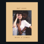 Camel Minimalist Custom Photo Text Poster<br><div class="desc">Camel Beige Minimalist Custom Photo Text Couple Poster featuring large white space frame, couple/newlyweds name and engagement year in a modern and simple sans serif font and a personalised photo. Create a perfect wedding, engagement and home warming party gifts for couple, newlyweds, bridal shower, use it as keepsake and savour...</div>