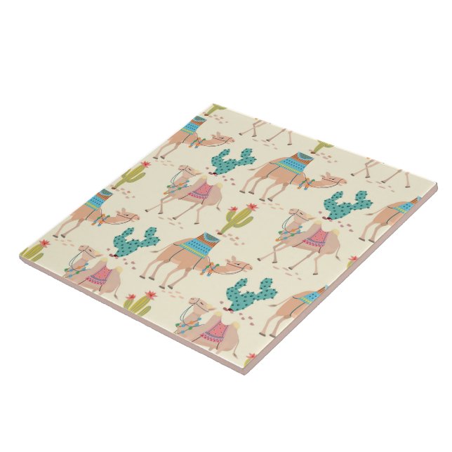 camel pattern, cactus pattern, desert print tile (Side)
