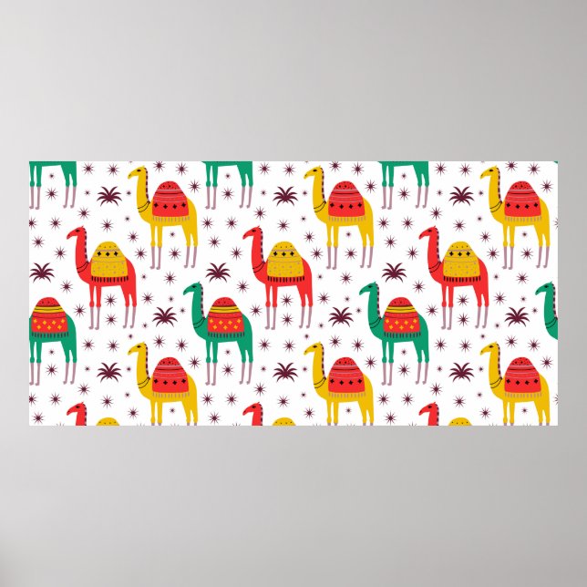 Camel pattern flat colour design poster (Front)