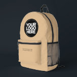 Camel | Personalised Corporate Logo and Text Printed Backpack<br><div class="desc">Camel | Personalised Corporate Logo and Text Modern Business Printed Backpack</div>