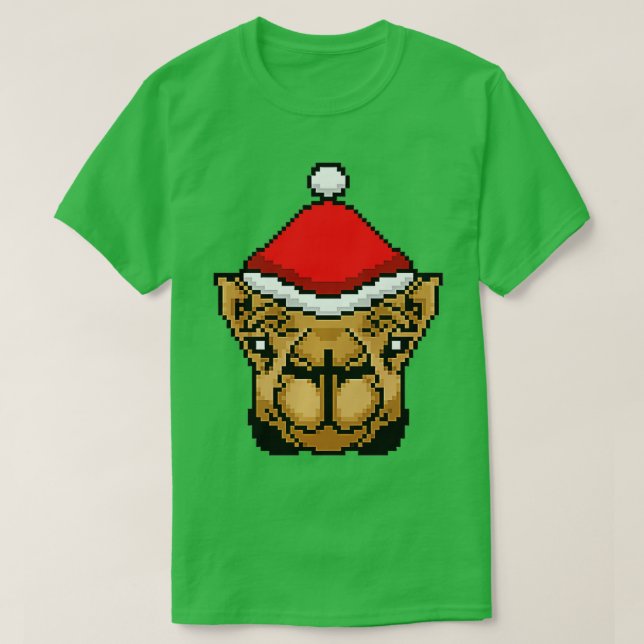 Camel Pixelated Christmas  Funny Camel Xmas Premiu T-Shirt (Design Front)