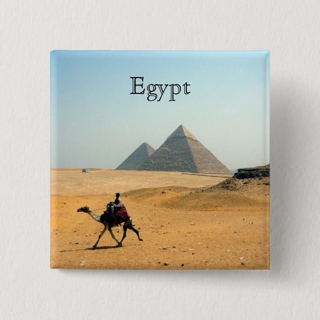 camel pyramid egypt 15 cm square badge (Front)