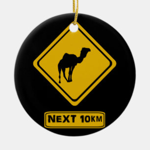camel road sign ceramic tree decoration