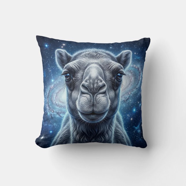 Camel Starlight Galaxy Throw Pillow (Front)