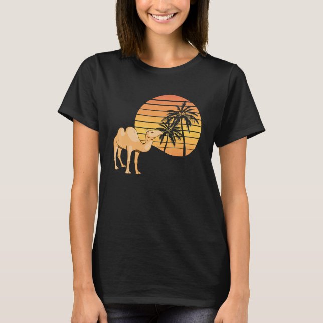 Camel Sunset Palm Tree Arabian Camel Animal Camel T-Shirt (Front)