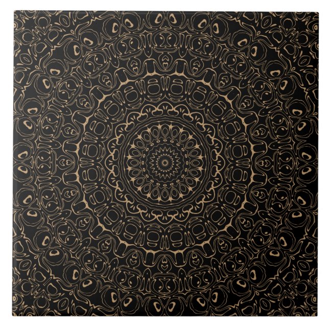 Camel Tan Mandala with Elegant Symmetry Tile (Front)
