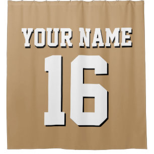 Camel Tan White Sports Jersey Team Jersey Shower Curtain