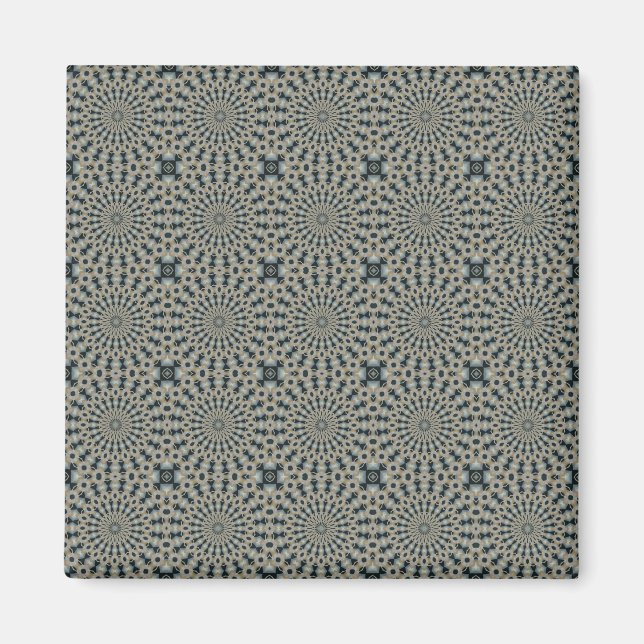 Camel Teal and Grey Circles Tile Pattern Magnet (Front)