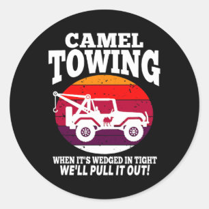 Camel Towing  Fun Retro Camel Towing Fun Halloween Classic Round Sticker