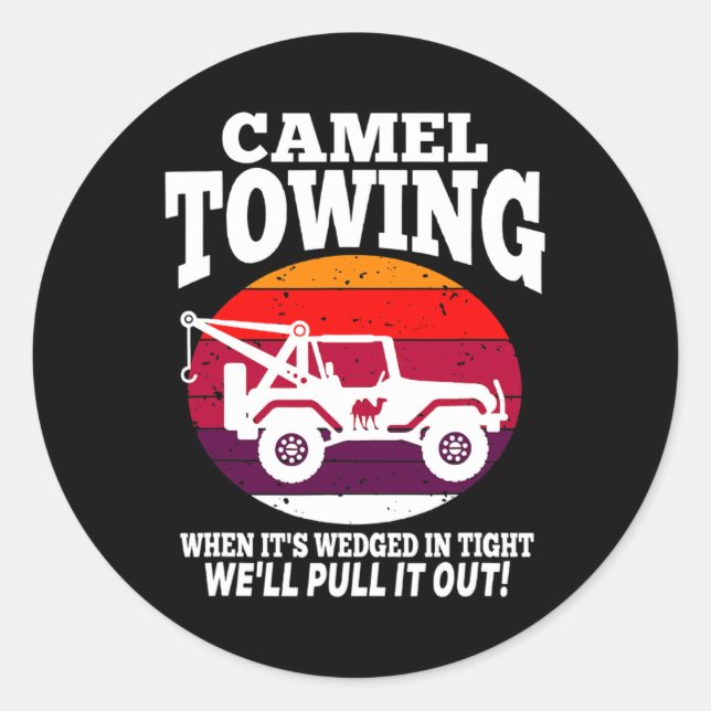 Camel Towing  Fun Retro Camel Towing Fun Halloween Classic Round Sticker (Front)