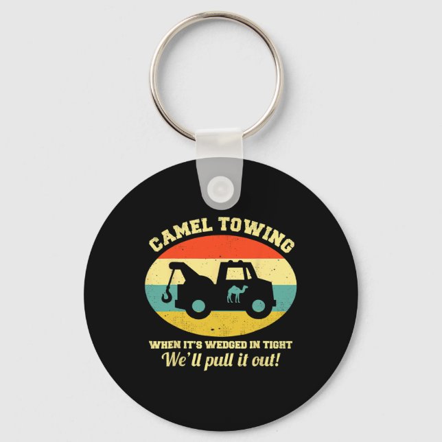 Camel Towing Retro Adult Humour Saying Fun Hallowe Key Ring (Front)