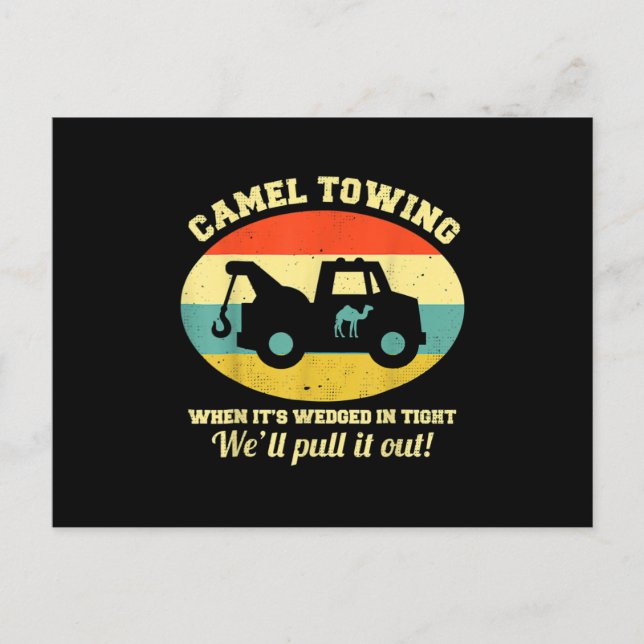 Camel Towing Retro Adult Humour Saying Funny Hallo Announcement Postcard (Front)