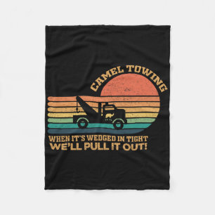 Camel Towing Retro Adult Humour Saying Funny Hallo Fleece Blanket