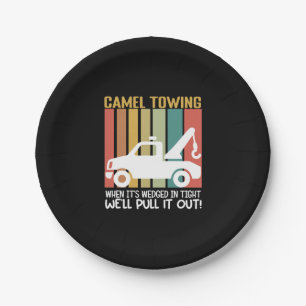 Camel Towing Retro Adult Humour Saying Halloween Paper Plate
