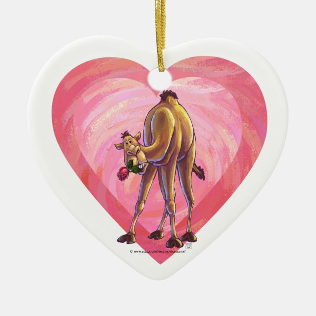 Camel Valentine's Day Ceramic Tree Decoration (Front)