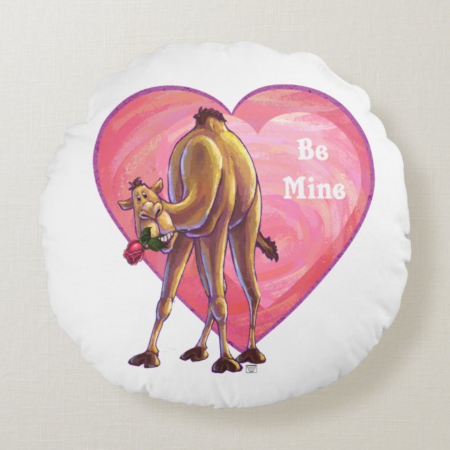 Camel Valentine's Day Round Cushion (Front)