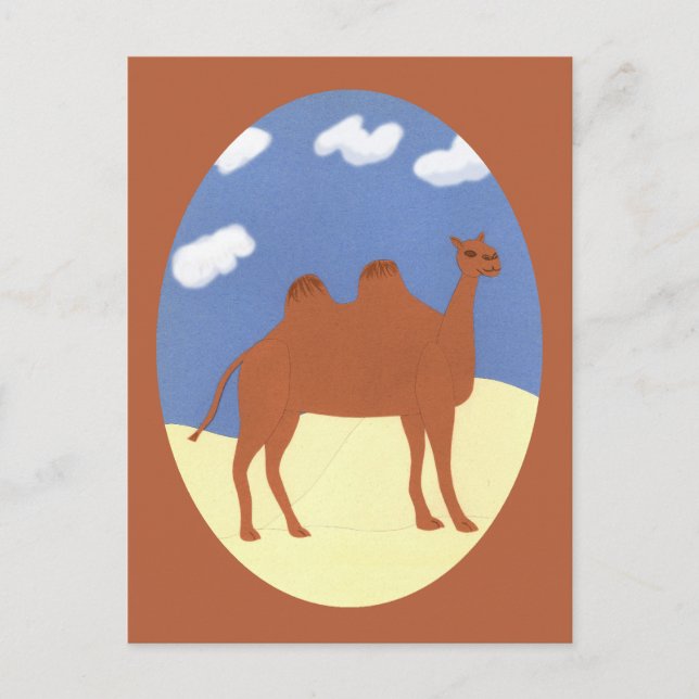 Camel Whimsical on Desert Dunes Postcard (Front)