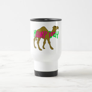 Camel with Hump Day in Pink and Green Travel Mug