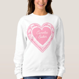Camelia Baker Pink Lace Heart Sweatshirt
