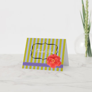 Camelia with Stripes: Purple Thank You Card