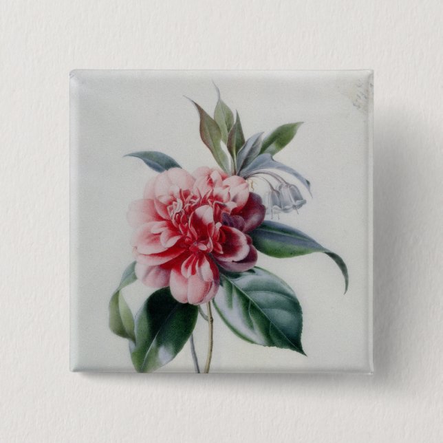 Camellia 15 Cm Square Badge (Front)