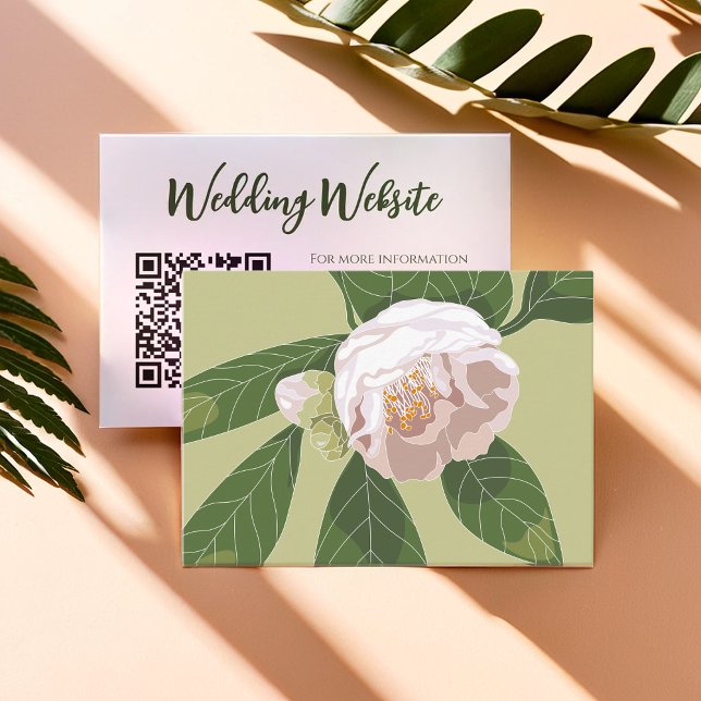 Camellia and Greenery Simple Elegant Enclosure Card (Camellia and Greenery Simple Elegant Save the Date Enclosure Card)