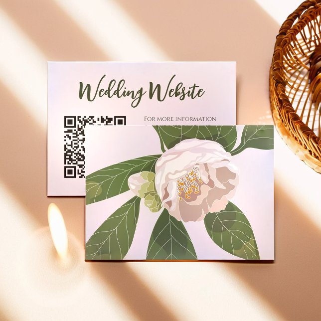 Camellia and Greenery Simple Elegant Enclosure Card (Camellia and Greenery Simple Elegant Save the Date Enclosure Card)