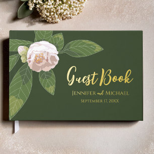 Camellia and Greenery Simple Elegant Real Guest Book