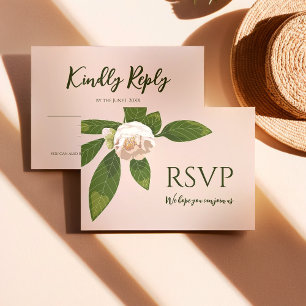 Camellia and Greenery Simple Elegant RSVP Card