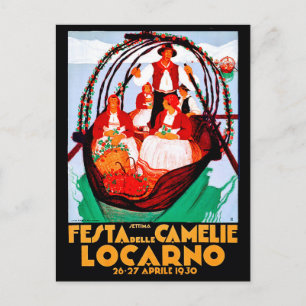 Camellia festival, Locarno, Switzerland, vintage Postcard