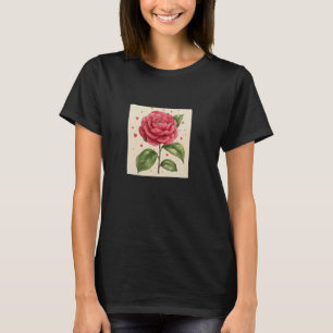 Camellia Flowers With Hearts Around Boho Graphic T-Shirt