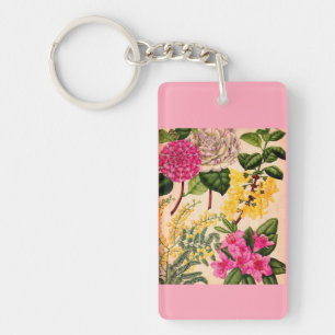 camellia, forsythia, rhododendron and acacia key ring