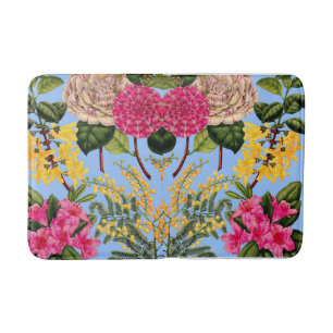 camellia, forsythia, rhododendron and acacia print bath mat