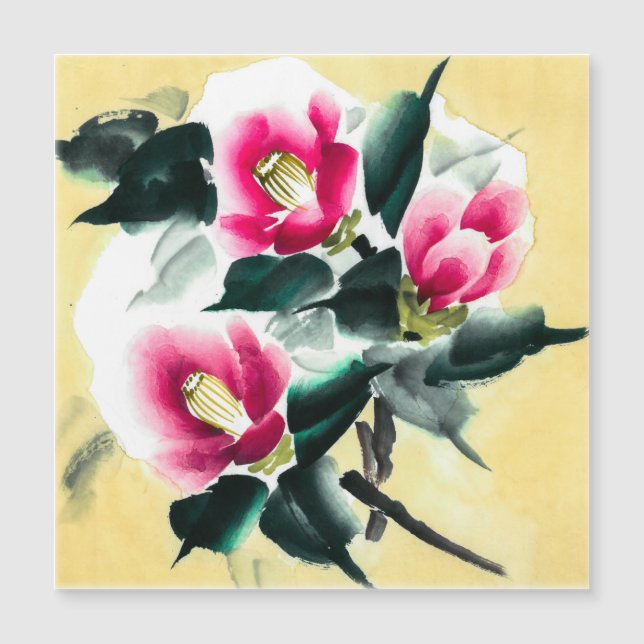 Camellia in snow painted in sumie technique (Front)