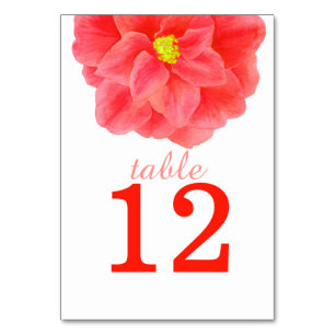 Camellia red art wedding table numbers