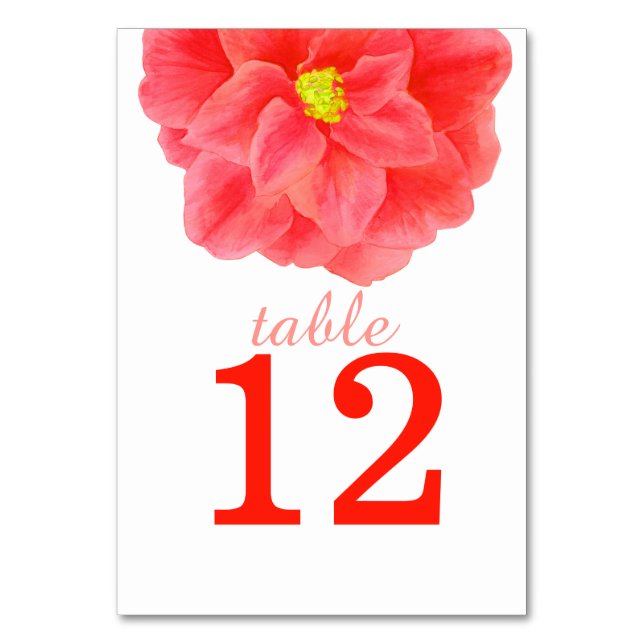 Camellia red art wedding table numbers (Back)