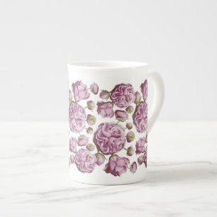 Camellia Rose Garden Flowers Bone China Mug