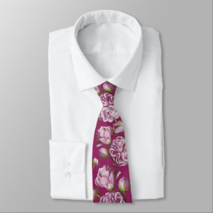 Camellia Rose Garden Flowers Tie