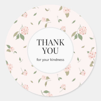 Camellia Whispers Muted Pink Green Classic Round Sticker