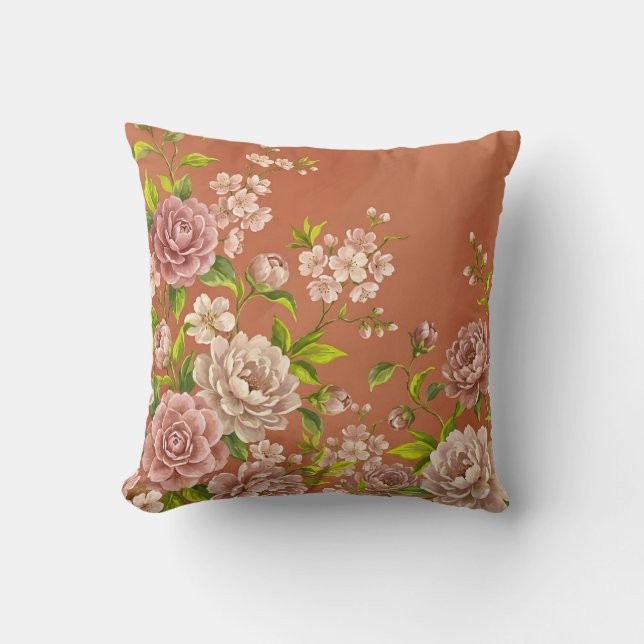 Camellias Dusty Rose Pillow Throw Art Impressionis (Front)