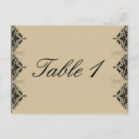 Camelot Gold with Black Scrolls Table Number