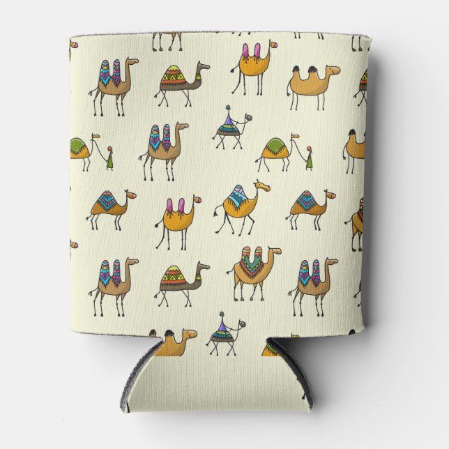 Camels Caravan Decorative Seamless Pattern Can Cooler (Front)