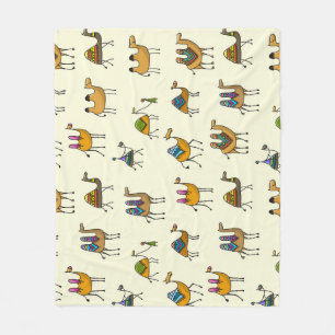 Camels Caravan Decorative Seamless Pattern Fleece Blanket