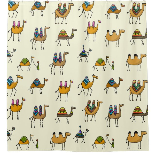 Camels Caravan Decorative Seamless Pattern Shower Curtain (Front)