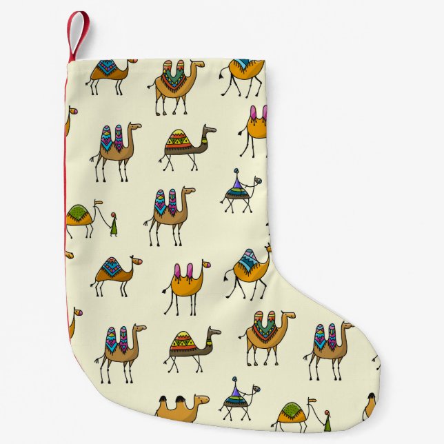 Camels Caravan Decorative Seamless Pattern Small Christmas Stocking (Front)